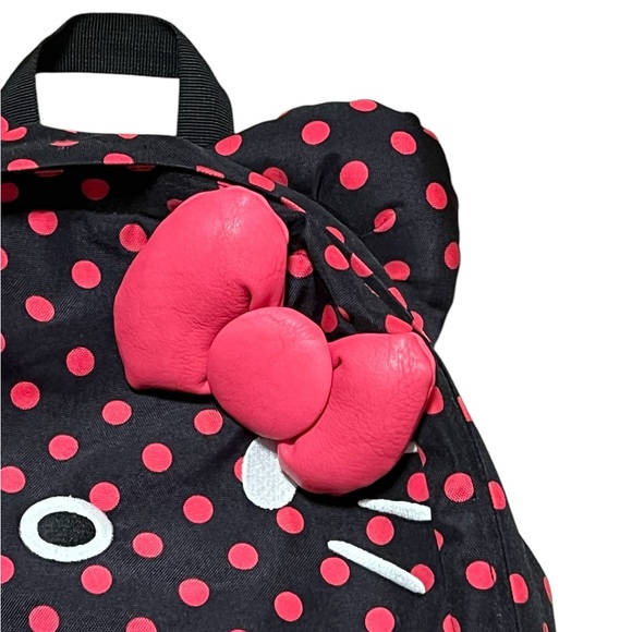 Loungefly Sanrio Hello Kitty black and pink 3D bow full size backpack rare 2013 - Picture 5 of 12